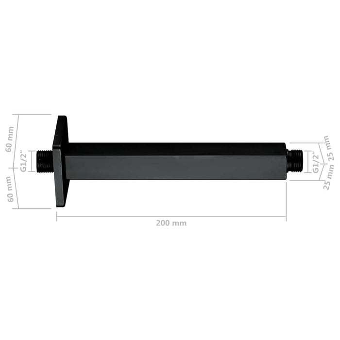 Braț suport de duș, negru, 20 cm, oțel inoxidabil 201, pătrat WALTI
