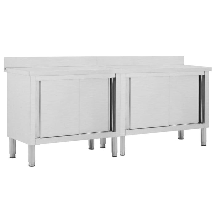 Mese lucru uși glisante 2 buc. 200x50x(95-97)cm oțel inoxidabil - WALTI WALTI