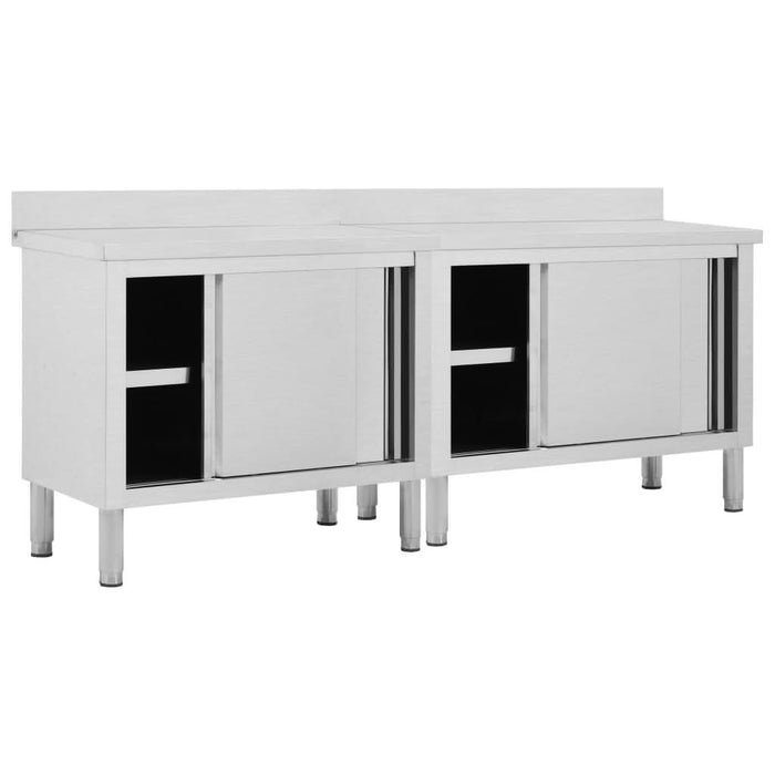 Mese lucru uși glisante 2 buc. 200x50x(95-97)cm oțel inoxidabil - WALTI WALTI