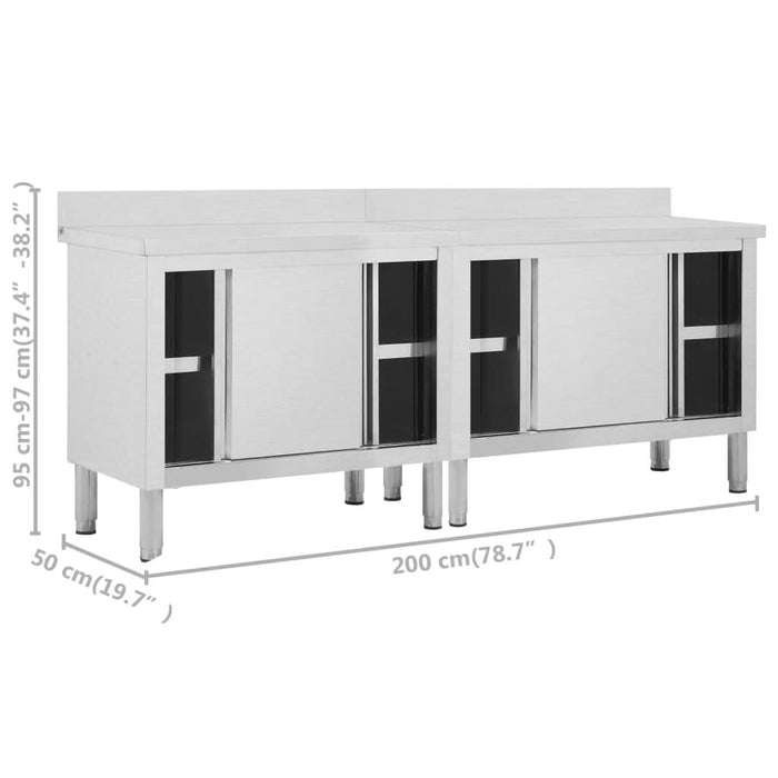 Mese lucru uși glisante 2 buc. 200x50x(95-97)cm oțel inoxidabil - WALTI WALTI