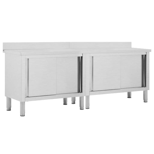 Mese lucru uși glisante 2 buc 240x50x(95-97) cm oțel inoxidabil - WALTI WALTI