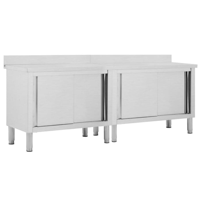 Mese lucru uși glisante 2 buc 240x50x(95-97) cm oțel inoxidabil - WALTI WALTI