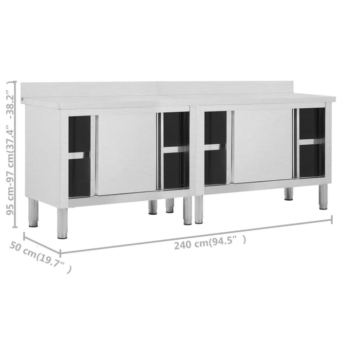 Mese lucru uși glisante 2 buc 240x50x(95-97) cm oțel inoxidabil - WALTI WALTI