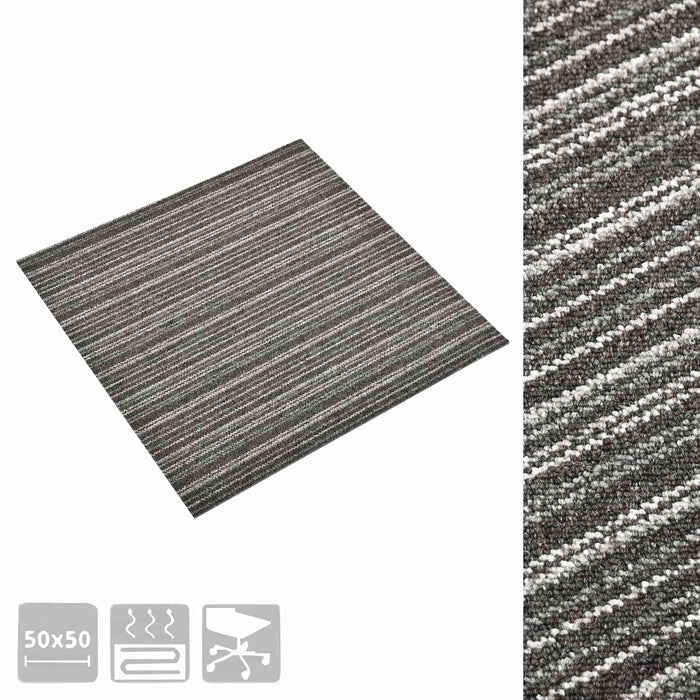 Covor 20 pcs Anthracit în dungi 50 x 50 cm 100% polipropilenă - WALTI WALTI