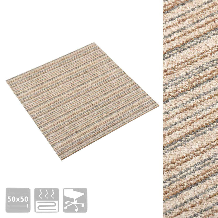 Covor 20 pcs Bej în dungi 50 x 50 cm 100% polipropilenă - WALTI WALTI