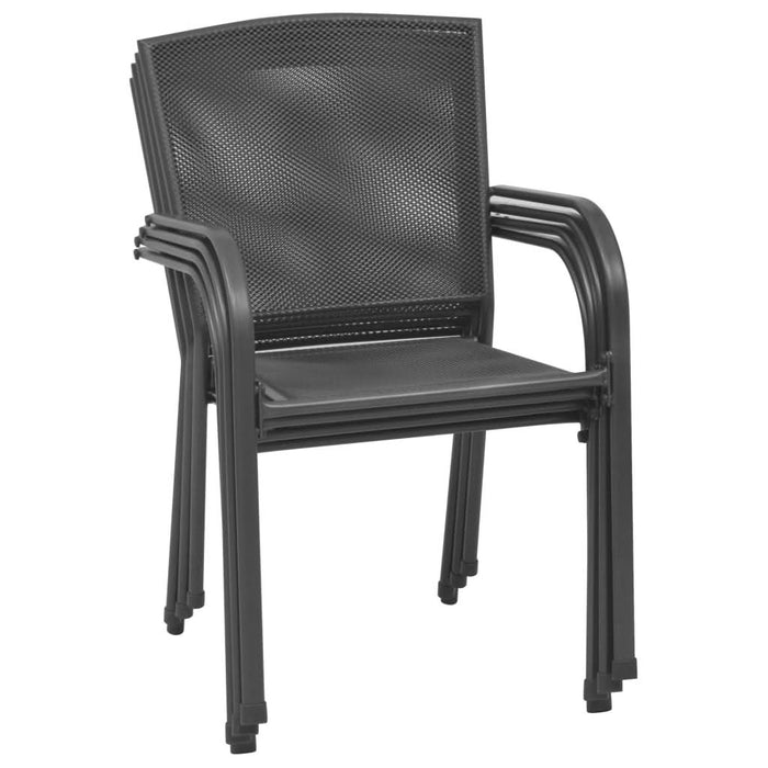 Scaune de exterior cu design plasă, 4 buc., antracit, oțel - WALTI WALTI