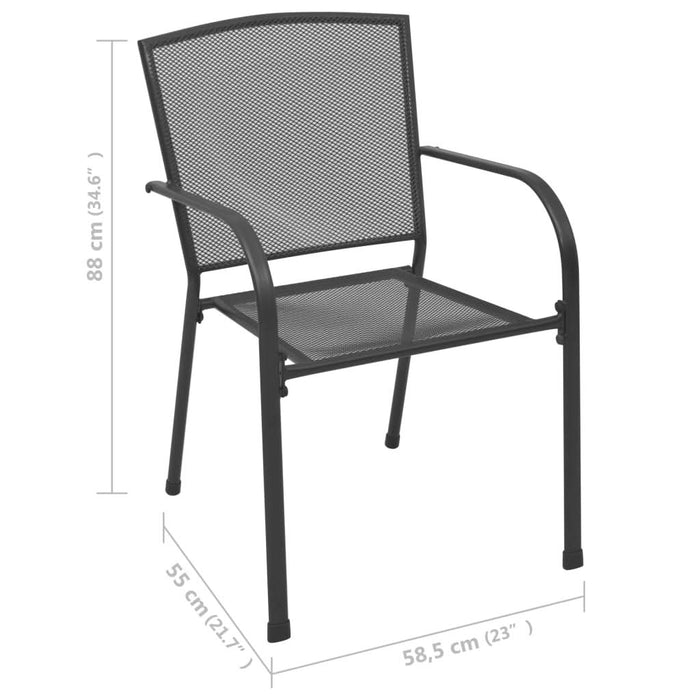 Scaune de exterior cu design plasă, 4 buc., antracit, oțel - WALTI WALTI