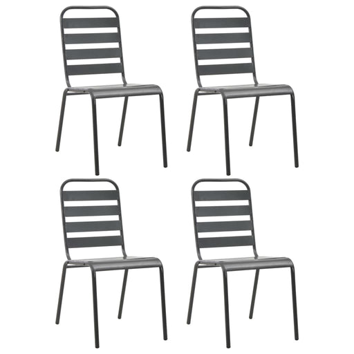 Scaune de exterior, 4 buc., gri închis, oțel, design lamelar - WALTI WALTI