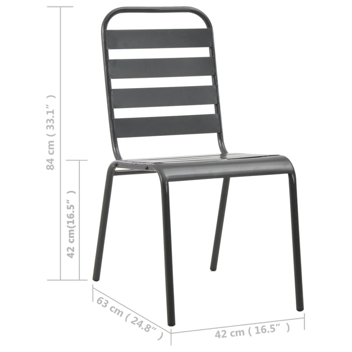 Scaune de exterior, 4 buc., gri închis, oțel, design lamelar - WALTI WALTI
