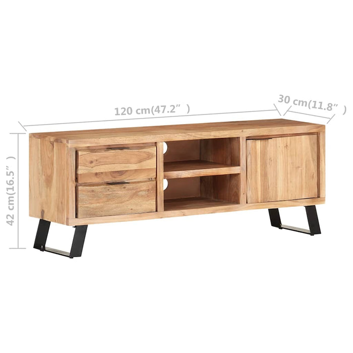 Comodă TV, 120x30x42 cm, lemn masiv acacia cu margini vii WALTI