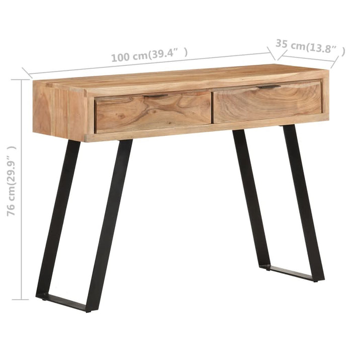 Masă consolă, 100x35x76 cm, lemn masiv acacia, margini vii - WALTI WALTI