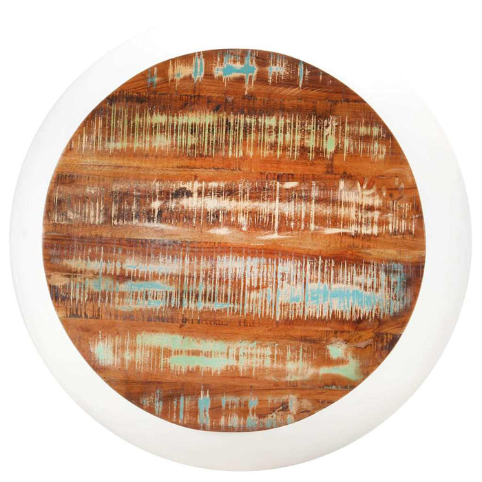 Măsuță de cafea, alb, 68x68x30 cm, lemn masiv reciclat WALTI