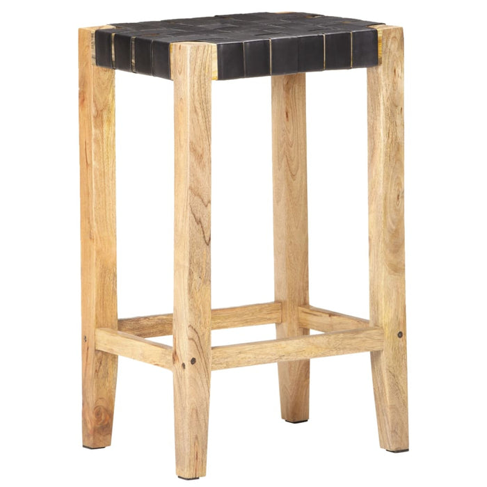 Scaune de bar, 2 buc., negru, piele naturală, 75 cm - WALTI WALTI