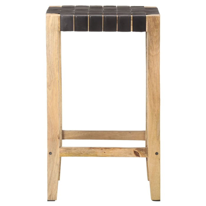 Scaune de bar, 2 buc., negru, piele naturală, 75 cm - WALTI WALTI