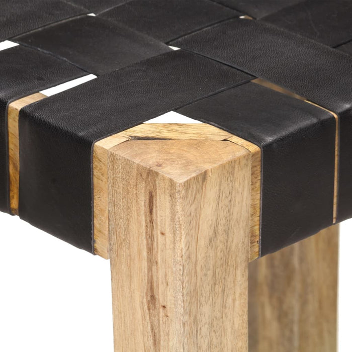 Scaune de bar, 2 buc., negru, piele naturală, 75 cm - WALTI WALTI