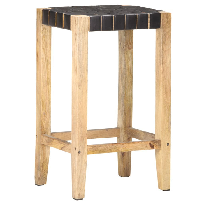 Scaune de bar, 2 buc., negru, piele naturală, 75 cm - WALTI WALTI