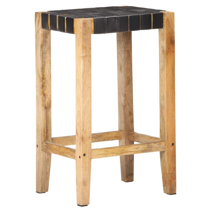 Scaune de bar, 2 buc., negru, piele naturală, 75 cm - WALTI WALTI