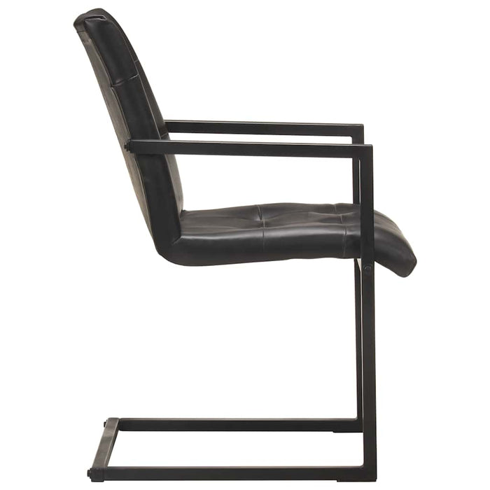 Scaune de bucătărie cantilever, 2 buc., negru, piele naturală - WALTI WALTI