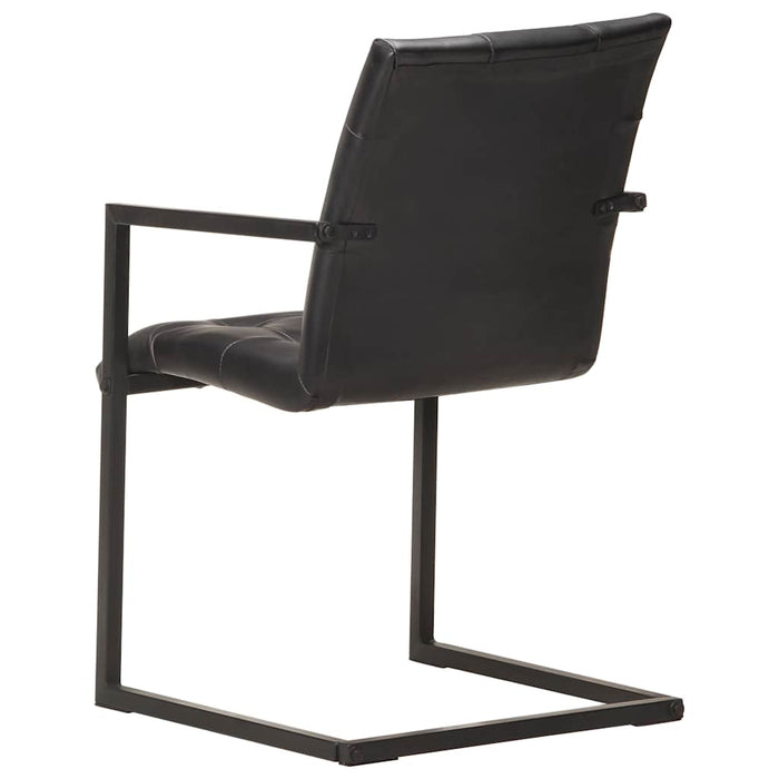 Scaune de bucătărie cantilever, 2 buc., negru, piele naturală - WALTI WALTI