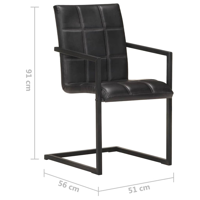 Scaune de masă tip consola 2  buc. negru, piele naturală - WALTI WALTI