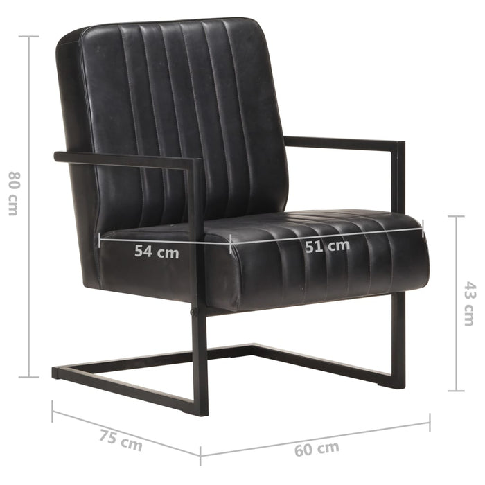 Scaun fotoliu tip consolă, negru, piele naturală WALTI