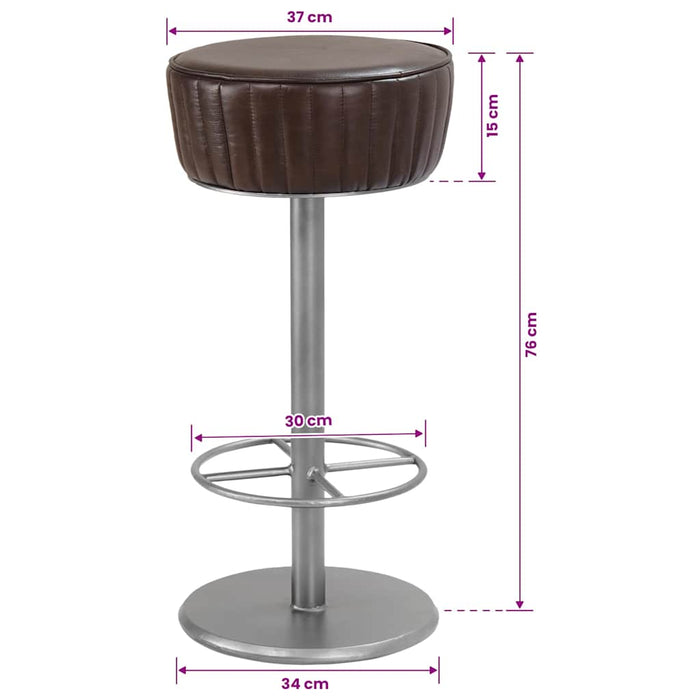 Scaun de bar, maro învechit, piele naturală - WALTI WALTI