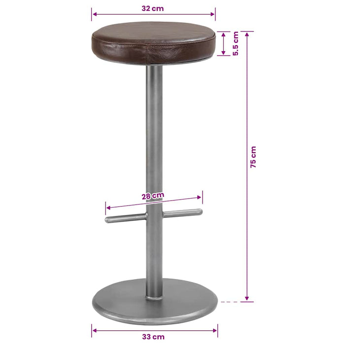 Scaune de bar, 2 buc., maro învechit, piele naturală WALTI