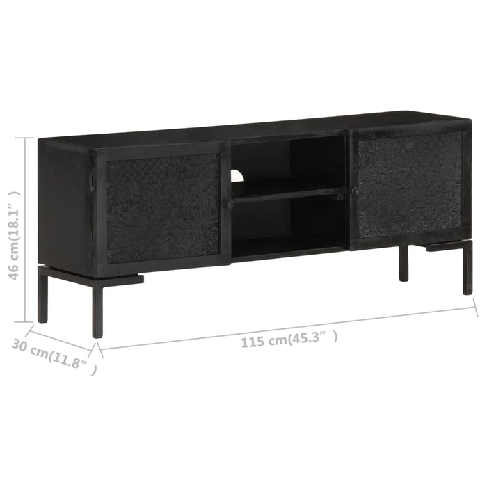 Comodă TV, negru, 115x30x46 cm, lemn masiv mango - WALTI WALTI
