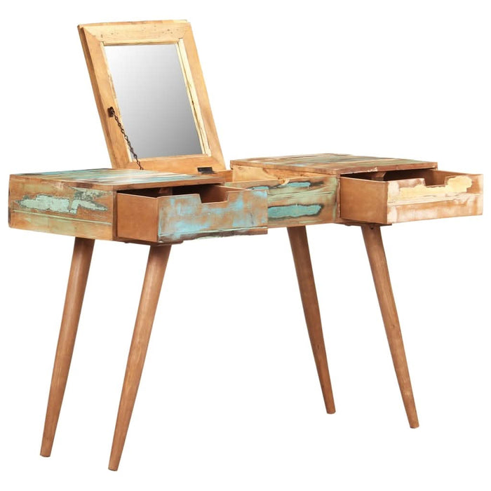 Masă de toaletă cu oglindă, 112x45x76 cm, lemn masiv reciclat - WALTI WALTI