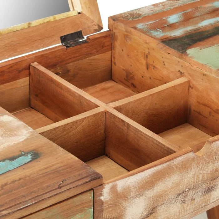 Masă de toaletă cu oglindă, 112x45x76 cm, lemn masiv reciclat - WALTI WALTI