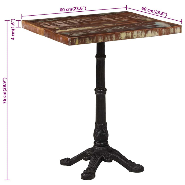Masă de bistro, 60 x 60 x 76 cm, lemn masiv reciclat - WALTI WALTI