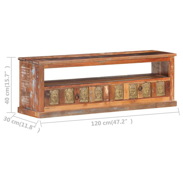 Comodă TV cu fronturi Buddha,120 x 30 x 40 cm, lemn reciclat WALTI