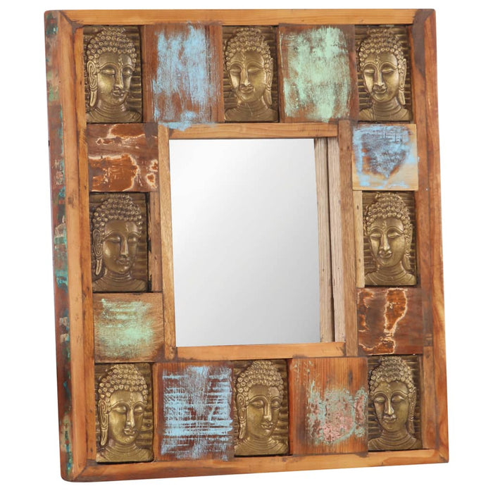 Oglindă placare Buddha, 50 x 50 cm, lemn masiv reciclat - WALTI WALTI