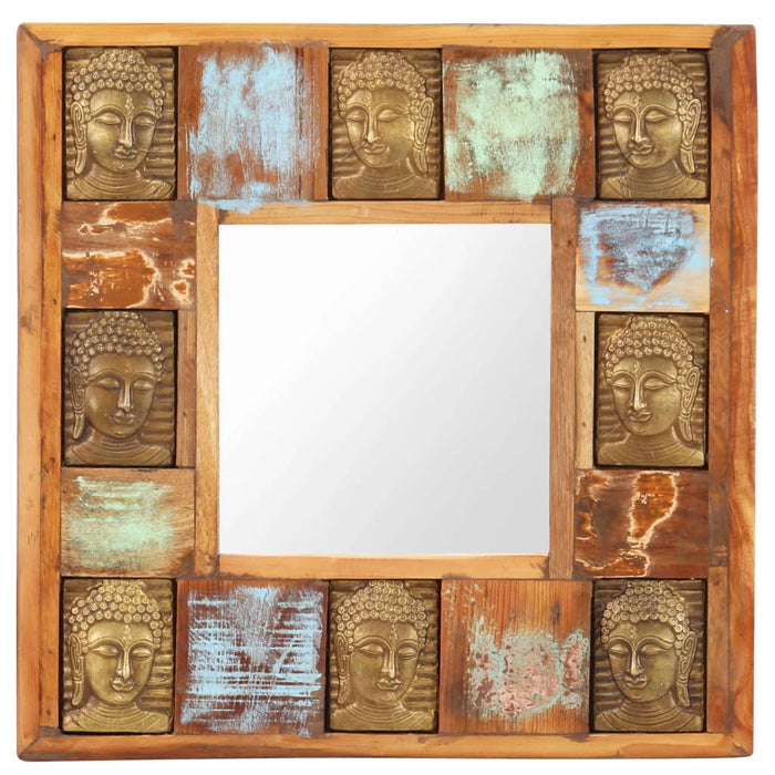 Oglindă placare Buddha, 50 x 50 cm, lemn masiv reciclat - WALTI WALTI