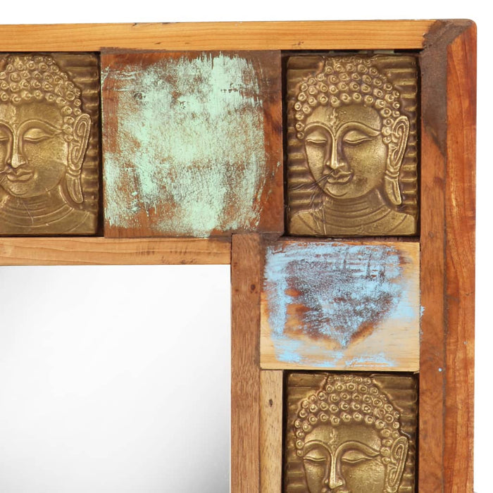 Oglindă placare Buddha, 50 x 50 cm, lemn masiv reciclat - WALTI WALTI