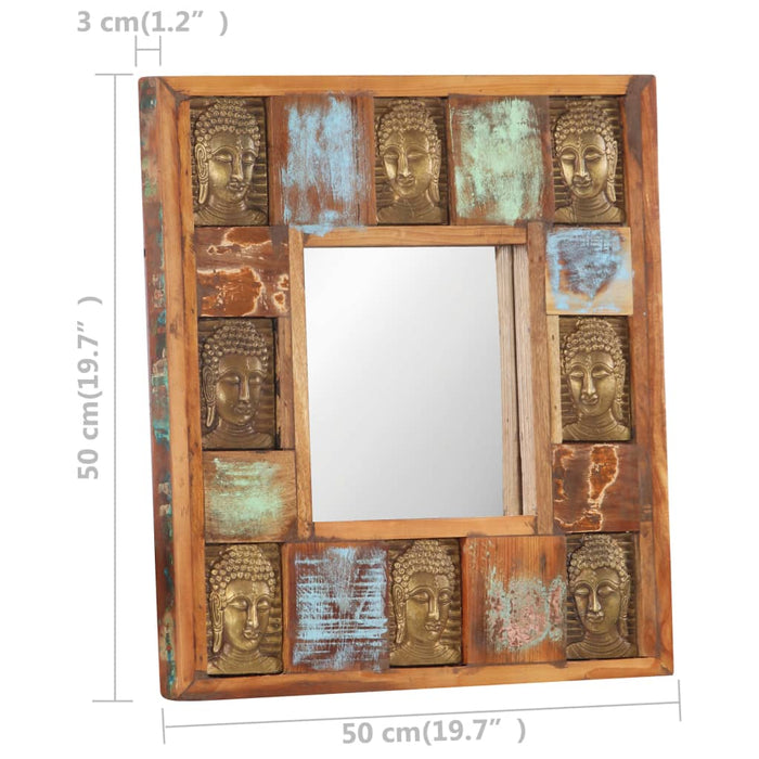 Oglindă placare Buddha, 50 x 50 cm, lemn masiv reciclat - WALTI WALTI