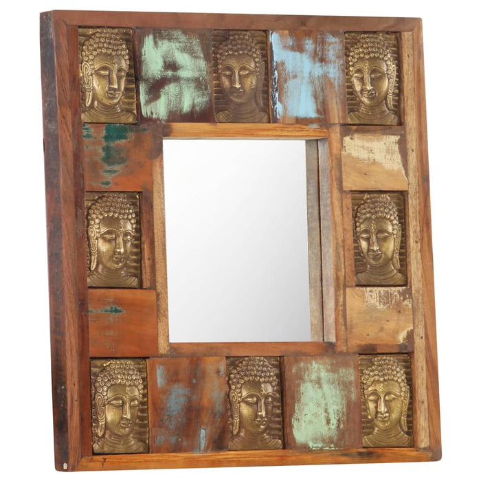 Oglindă placare Buddha, 50 x 50 cm, lemn masiv reciclat - WALTI WALTI