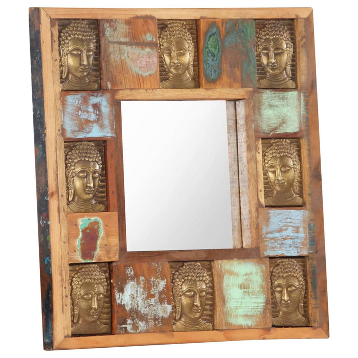 Oglindă placare Buddha, 50 x 50 cm, lemn masiv reciclat - WALTI WALTI