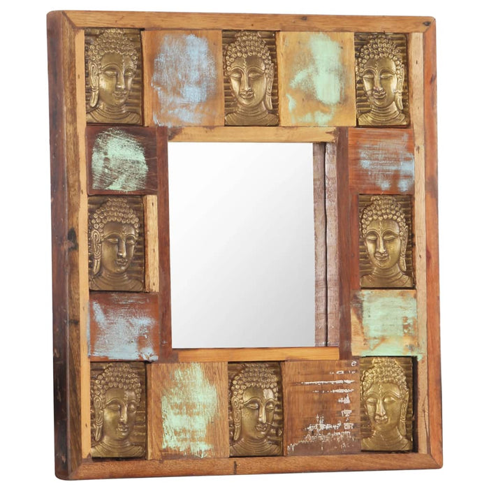 Oglindă placare Buddha, 50 x 50 cm, lemn masiv reciclat - WALTI WALTI