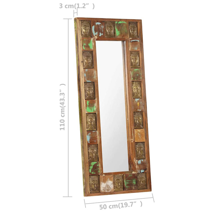 Oglindă cu placare Buddha, 50x110 cm, lemn masiv reciclat WALTI