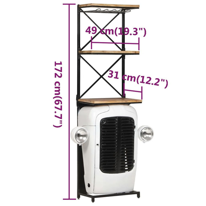 Dulap de vin design tractor alb 49x31x172 cm mango nefinisat - WALTI WALTI