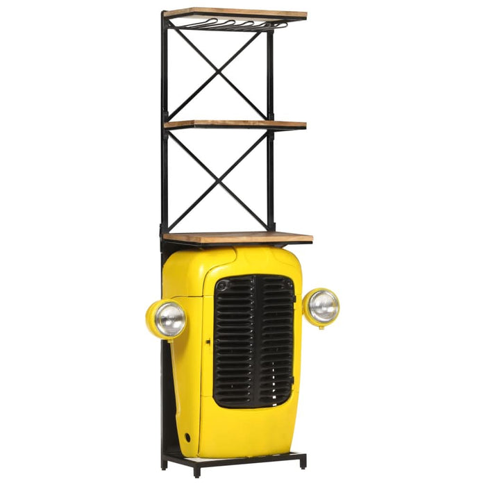 Dulap de vin tractor, galben, 49x31x172 cm, lemn masiv de mango - WALTI WALTI