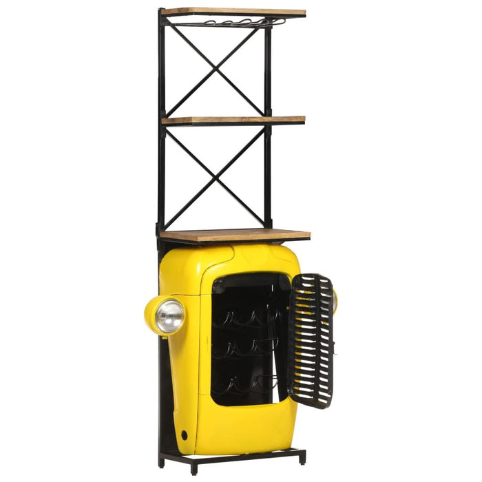 Dulap de vin tractor, galben, 49x31x172 cm, lemn masiv de mango - WALTI WALTI