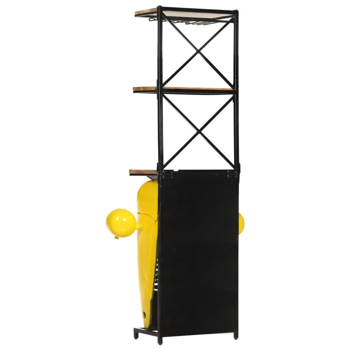 Dulap de vin tractor, galben, 49x31x172 cm, lemn masiv de mango - WALTI WALTI