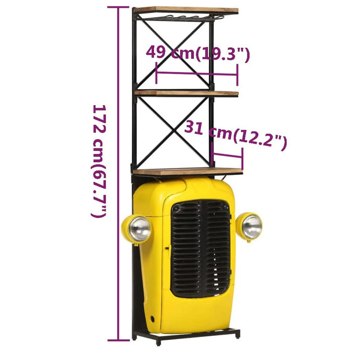 Dulap de vin tractor, galben, 49x31x172 cm, lemn masiv de mango - WALTI WALTI