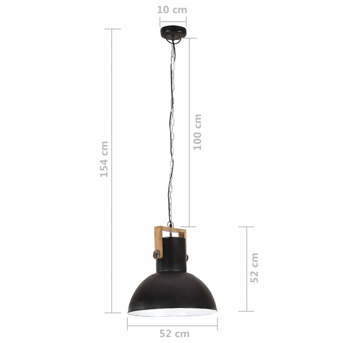 Lampă suspendată industrială, 25 W negru 52 cm mango E27 rotund WALTI