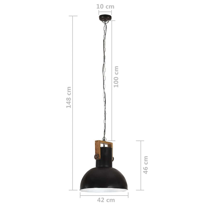 Lampă suspendată industrială 25 W negru 42 cm mango E27, rotund WALTI