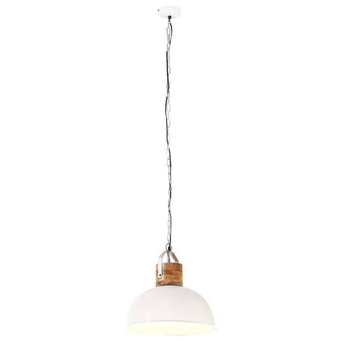 Lampă suspendată industrială, alb, 42 cm, lemn mango E27 rotund WALTI