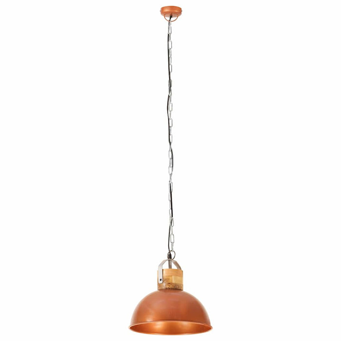 Lampă suspendată industrială cupru 32 cm lemn mango E27 rotund WALTI