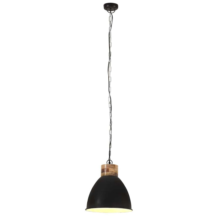 Lampă suspendată industrială negru, 46 cm, lemn masiv&fier, E27 WALTI